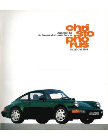 1988 PORSCHE CHRISTOPHORUS MAGAZINE 213 DUITS