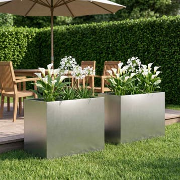 vidaXL Plantenbak 2 st zilver 50 x 40 x 50 cm Roestvrij, Jardin & Terrasse, Pots de fleurs, Verzenden