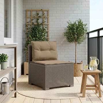 vidaXL Eén-zits Tuin Sofa met Kussens Rieten Look PP, Verzenden