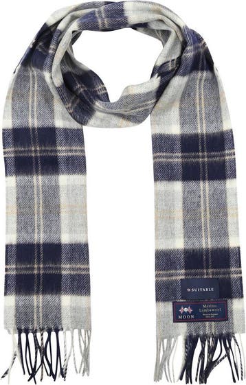 Suitable Sjaal Ruit Merino Wol Blauw Grijs maat  Heren, Verzenden, Nieuw, Suitable
