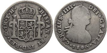 Spanje. Carlos IV. Real Acuñado en Mexico en 1806 (Zonder