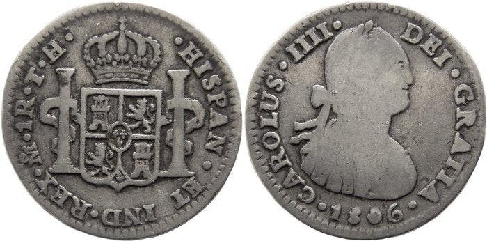 Spanje. Carlos IV. Real Acuñado en Mexico en 1806 (Zonder, Postzegels en Munten, Munten | Europa | Niet-Euromunten