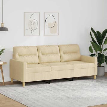 vidaXL Driezitsbank / zetel 180 cm stof crèmekleurig, Verzenden