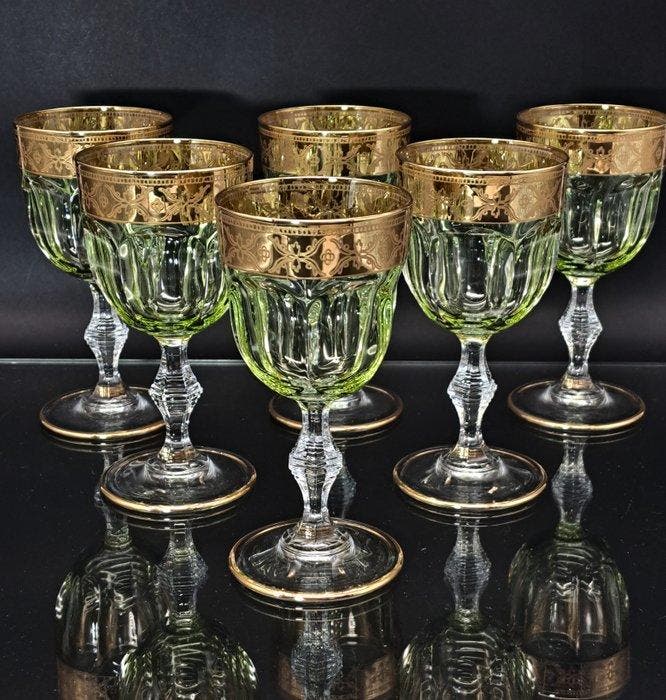 Artemisia - Drinkset (6) - Kristal, goud 24 karaat, Antiek en Kunst, Antiek | Meubels | Tafels