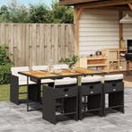 vidaXL 7-delige Tuinset met kussens poly rattan zwart, Verzenden, Nieuw, Tuinset