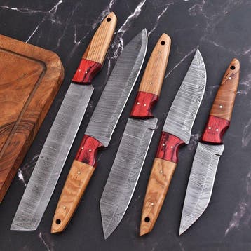 Keukenmes - Chefs knife - Olijfhout, Pakka-hout en