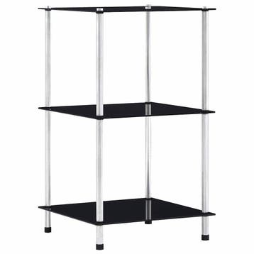 vidaXL Kastje 3-laags 40x40x67 cm gehard glas zwart, Huis en Inrichting, Kasten | Boekenkasten, Verzenden, Nieuw