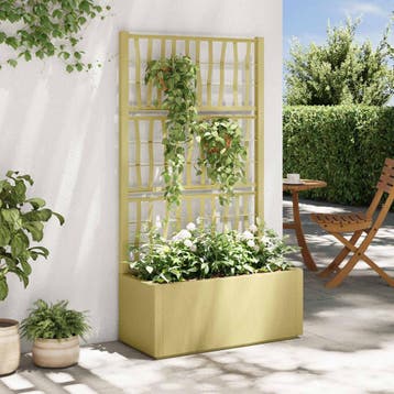 vidaXL Tuinplanter met Trellis Groen 80 x 36 x 140 cm PP, Verzenden, Nieuw