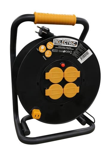 2dekans | Relectric Kabelhaspel 25m - 4 stopcontacten –, Ophalen of Verzenden, Nieuw