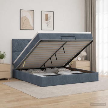 vidaXL Ottoman bed met matras Donkergrijs 160 x 200 cm, Verzenden