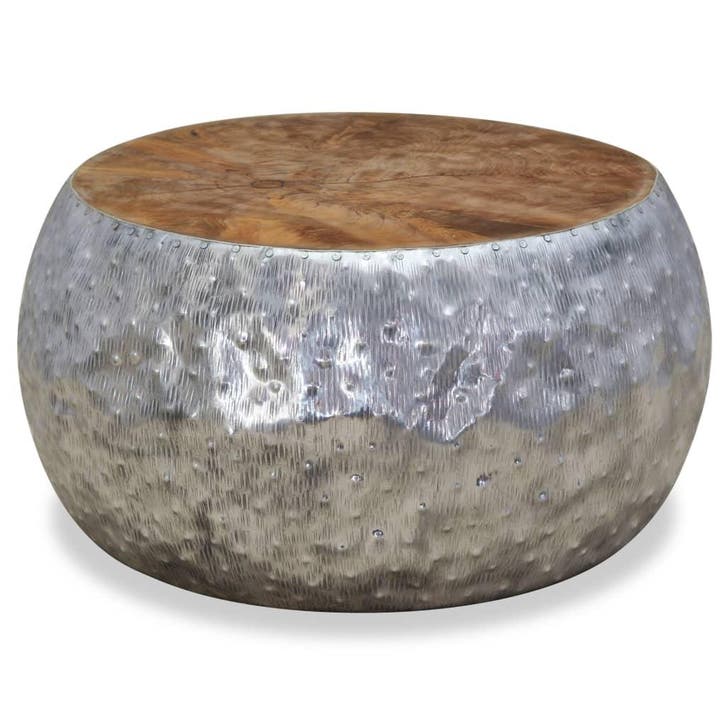 vidaXL Salontafel 60x60x30 cm aluminium teakhout, Maison & Meubles, Tables | Tables de salon, Envoi