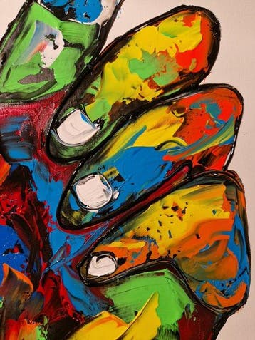 Henry Escobar - Main Libre (attention fond blanc ), Antiquités & Art, Art | Peinture | Moderne