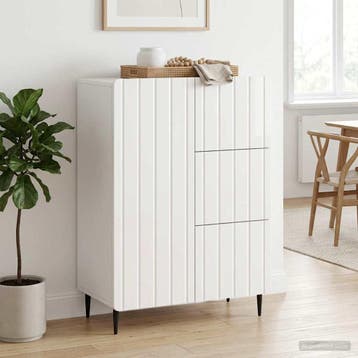 vidaXL Dressoir Hoogglans Wit 66 x 34,5 x 91,5 cm Bewerkt, Huis en Inrichting, Verzenden, Nieuw