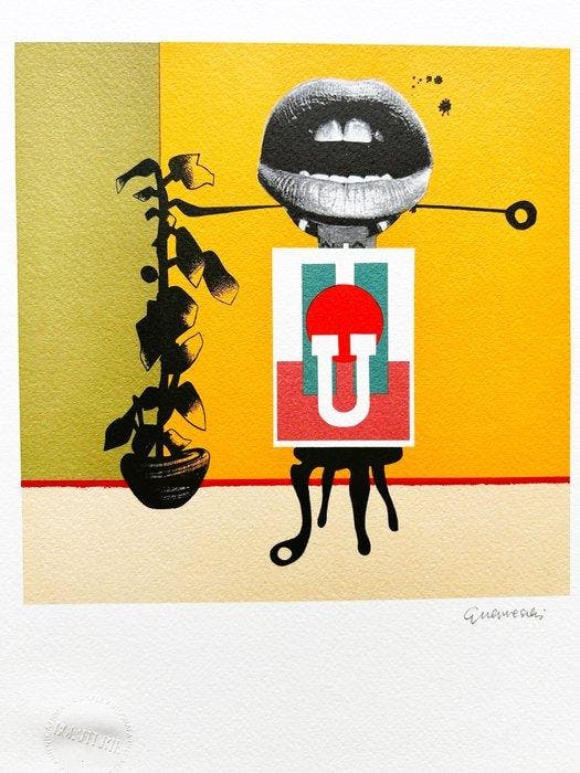 Giuseppe Guerreschi (1929–1985) - L Alfabeto - La lettera U, Antiquités & Art, Antiquités | Autres Antiquités