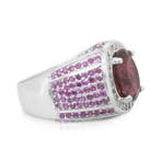 Ring - 14 karaat Witgoud - 7.40ct. tw. Toermalijn - Saffier, Handtassen en Accessoires, Ringen, Nieuw