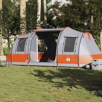 vidaXL Tunneltent 4-persoons waterdicht grijs en oranje, Caravans en Kamperen, Verzenden, Nieuw