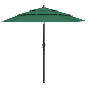 vidaXL Parasol 3-laags met aluminium paal 2,5 m groen, Verzenden