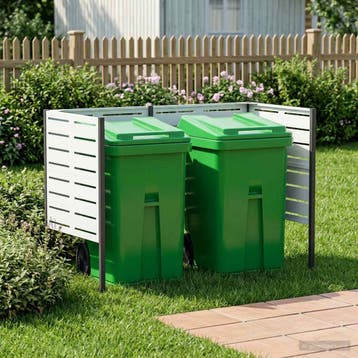 vidaXL Vuilnisbak Scherm 167 x 85 x 113 cm Staal Wit, Tuin en Terras, Verzenden, Nieuw