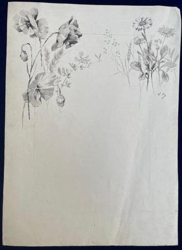 Louise Abbéma (1853-1927). - Fleurs - Coquelicot et, Antiek en Kunst