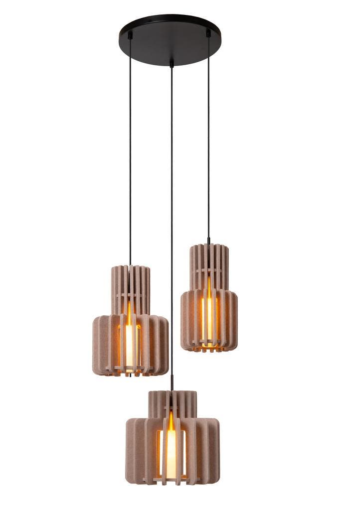 Hanglamp Lucide ROLLO -  - 3xE27 - Taupe, Huis en Inrichting, Lampen | Hanglampen, Nieuw, Verzenden