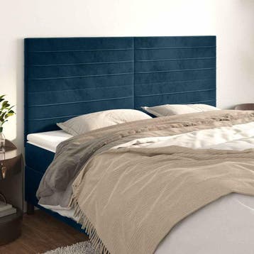 vidaXL Hoofdbord donkerblauw 160x5x118/128 cm fluweel, Verzenden