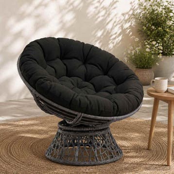 vidaXL Papasan Stoel Kussen VIANEN 100% Polyester Zwart Ø, Verzenden