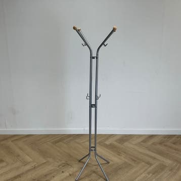 Kapstok vv 12 haken (hxbxd) 174x58x58 cm,  zilvergrijs, Gebruikt, Bureau