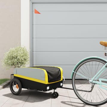 vidaXL Fietstrailer 30 kg ijzer zwart en geel, Verzenden, Nieuw