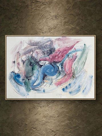 René Mels (1909-1977) - Composition abstraite aquarelle 1975, Antiek en Kunst