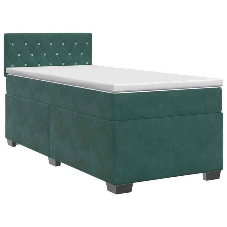 vidaXL Boxspringbed met matras Donkergroen 90 x 200 cm, Huis en Inrichting, Slaapkamer | Bedden, Nieuw, Verzenden