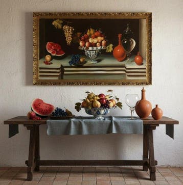 European School (XX) - Still Life with Delft bowl, flask,, Antiquités & Art