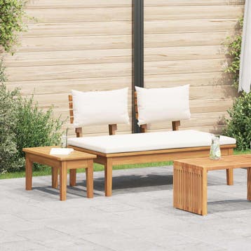 vidaXL Tuinstoel en Tafel Set 2 st Crème en bruin Massief, Verzenden, Nieuw