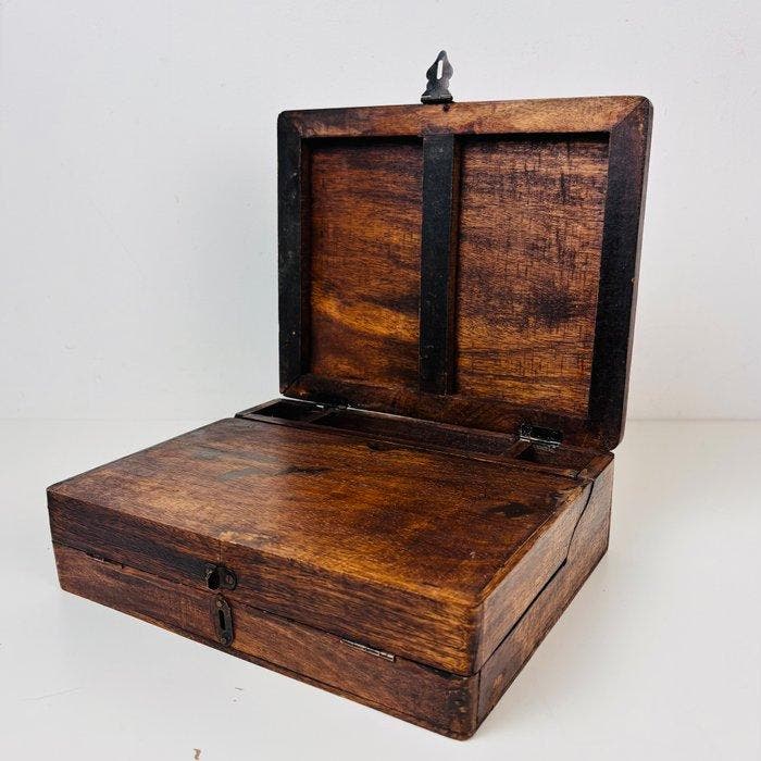 Écritoire - Coffre décriture / meuble décriture - Bois,, Antiquités & Art, Curiosités & Brocante