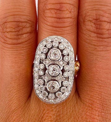 Ring - 18 karaat Geel goud, Platina Diamant (Natuurlijk), Nieuw