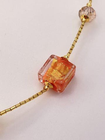 verre de Murano, Or jaune - Collier - verre de Murano à