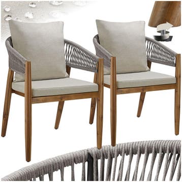 Tuinstoel Manacor, ropedesign - greige, Set van 2, Verzenden, Nieuw