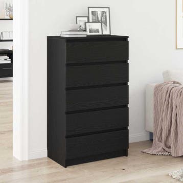 vidaXL Ladekast 60x36x103 cm bewerkt hout zwart eikenkleur, Huis en Inrichting, Verzenden, Nieuw
