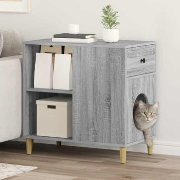vidaXL Kattenhuis Grijs Sonoma 72 x 42,5 x 70 cm Bewerkt, Dieren en Toebehoren, Verzenden, Nieuw