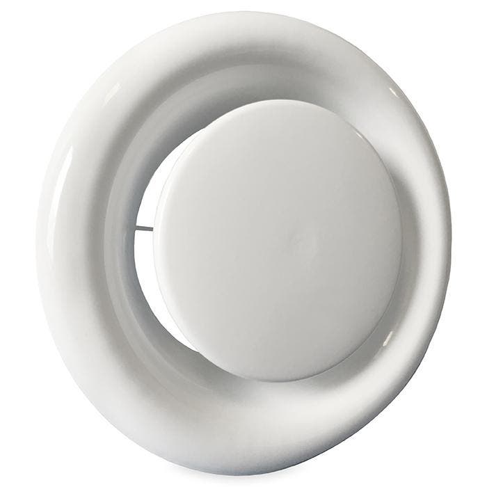 Rooster/ventiel (afzuiging) Ø 100mm staal - wit - MET VEER, Doe-het-zelf en Bouw, Ventilatie en Afzuiging, Nieuw, Verzenden