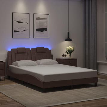 vidaXL Bedframe Viana met LED zonder matras bruin 140x190, Verzenden