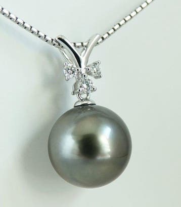 Hanger - 18 karaat Witgoud Parel - Diamant - Stormy