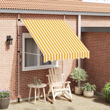 vidaXL Luifel handmatig uittrekbaar 200 cm oranje en witte, Verzenden, Nieuw