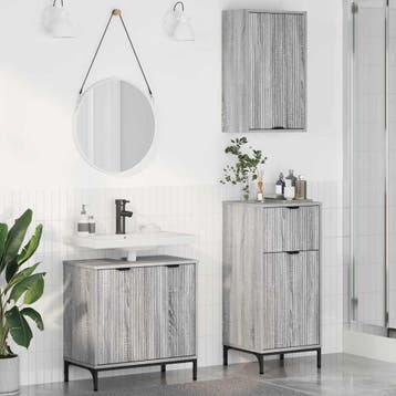 vidaXL Badkamermeubel Set 3 st Grijs Sonoma, Verzenden, Nieuw