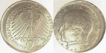 2 Mark Duitsland Fehlpraegung 2 Dm 1963 G Max Planck deze..., Verzenden, België