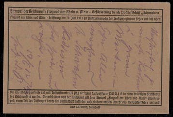 Empire allemand 1912 - Poste aérienne sur le Rhin et le