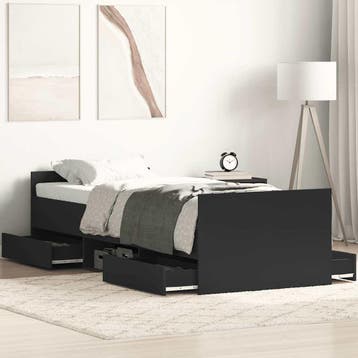 vidaXL Bedframe met hoofd- en voeteneinde zwart 90x200 cm, Verzenden
