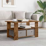 vidaXL Salontafel met lade Oudhout 77 x 55 x 42 cm Bewerkt, Verzenden, Nieuw