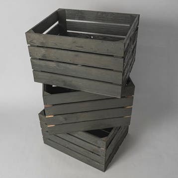 Nieuwe houten fruitkisten 50x40x30cm - antraciet- opbergkist, Minder dan 50 cm, Verzenden, Nieuw, Minder dan 50 cm