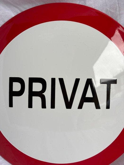Emaille bord “PRIVAT” – verkeers- en terreinbord – 29,5 cm -, Antiek en Kunst, Antiek | Wandborden en Tegels