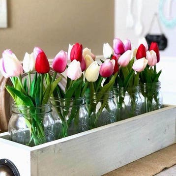 Kunst Boeket - Tulpen Zijden Bloemen Tulp Luxe Boeketten, Verzenden, Nieuw
